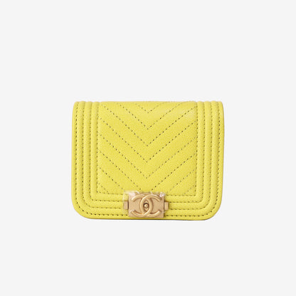 Chanel Chevron Quilted Belt Bag in Yellow Calfskin Leather with Gold Hardware front view
