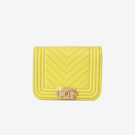 Chanel Chevron Quilted Belt Bag in Yellow Calfskin Leather with Gold Hardware front view