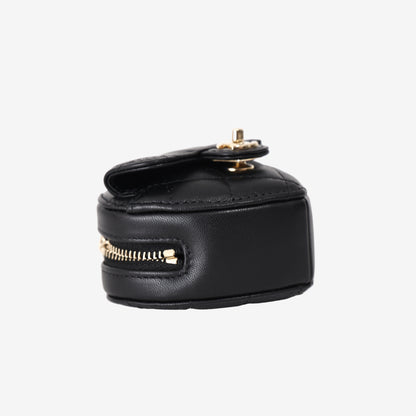 Chanel Quilted Lambskin CC in Love Heart Coin Purse in Black with Gold Hardware