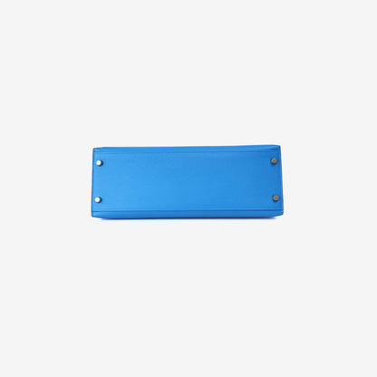 Hermès Kelly 32 in Blue Epsom Leather with Palladium Hardware bottom view