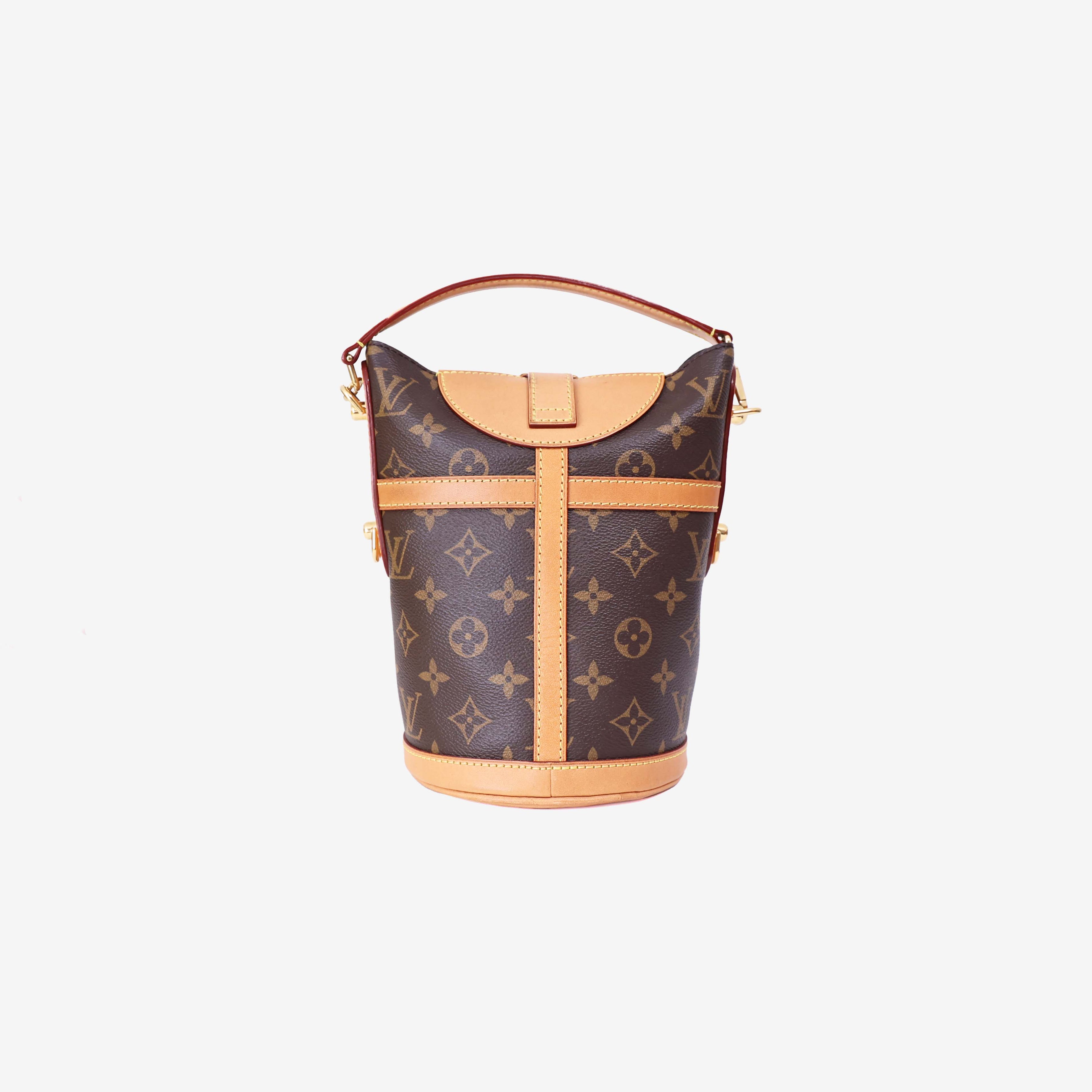 Louis Vuitton Duffle Handbag in Brown Monogram Canvas with Gold Hardware back view