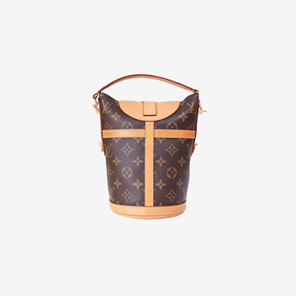 Louis Vuitton Duffle Handbag in Brown Monogram Canvas with Gold Hardware back view