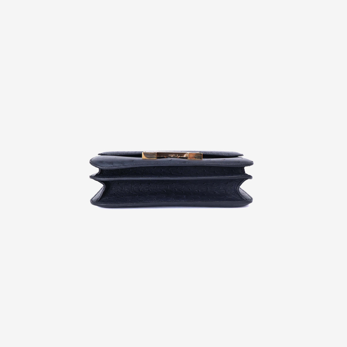 Hermès Constance 24 in Noir Ostrich Leather with Gold Hardware bottom view