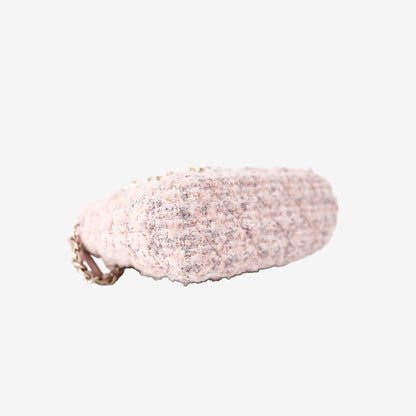 Chanel Fantasy Tweed Coco Clutch with Chain in Light Pink Tweed with Gold Hardware