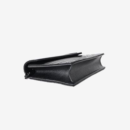 Saint Laurent Matelassé Envelope Wallet in Black Quilted Leather with Tonal Black Hardware