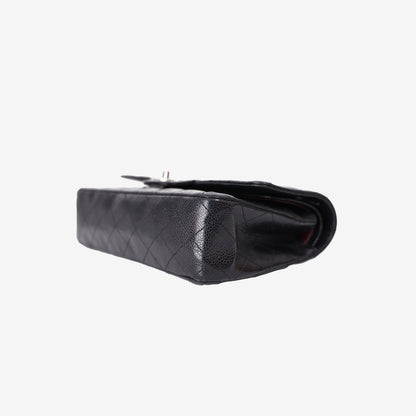 Chanel Medium Classic Double Flap Bag in Black Caviar Leather with Silver Hardware