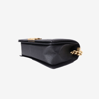 Chanel Medium Boy Bag in Black Caviar Leather with Gold Hardware