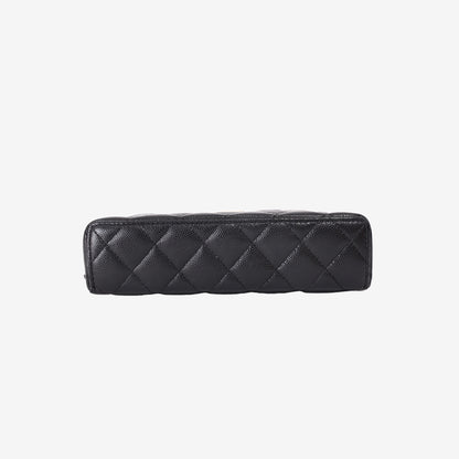 Chanel Top Handle Slim Vanity Case in Black Caviar Leather with Gold Hardware