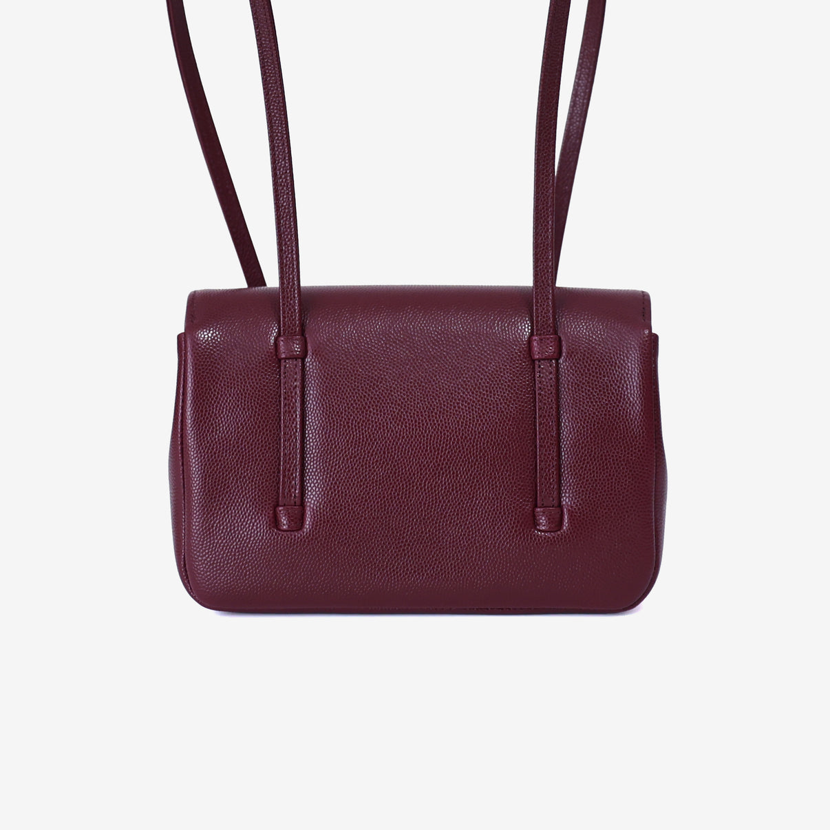 Chanel 26P Preppy Flap Mini in Dark Burgundy Calfskin Leather with Gold Hardware back view