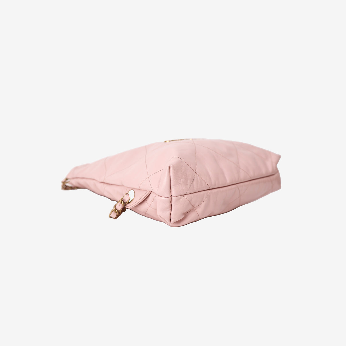 Chanel 22 Backpack in Pink Calfskin Leather with Gold Hardware bottom side view