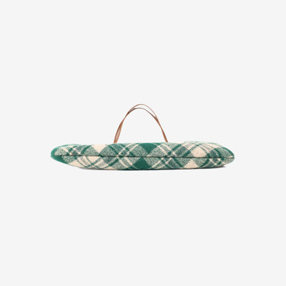 Miu Miu Ivy Tartan Tote in Green Canvas with Leather Trim