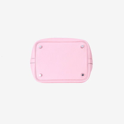 Hermès Picotin 18 in Rose Sakura Clemence Leather with Palladium Hardware bottom view