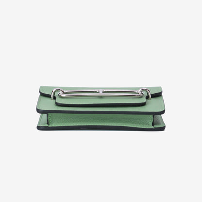 Hermès Roulis Wallet in Vert Criquet Evercolor Leather with Palladium Hardware bottom view