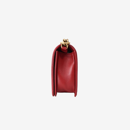 Chanel Boy Flap Shoulder Bag Medium in Burgundy Lambskin with Gold Hardware