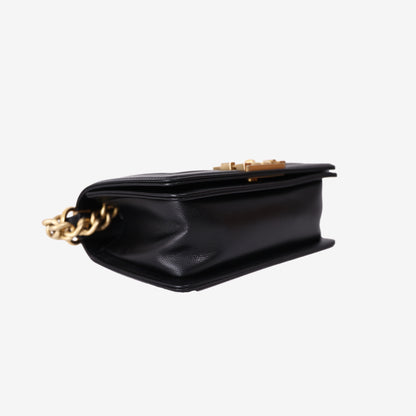 Chanel Small Boy Bag in Black Quilted Caviar Leather with Gold Hardware