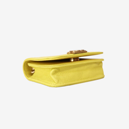 Chanel Mini Boy Belt Bag in Yellow Chevron Quilted Caviar Leather with Gold Hardware (Contact to Enquiry)