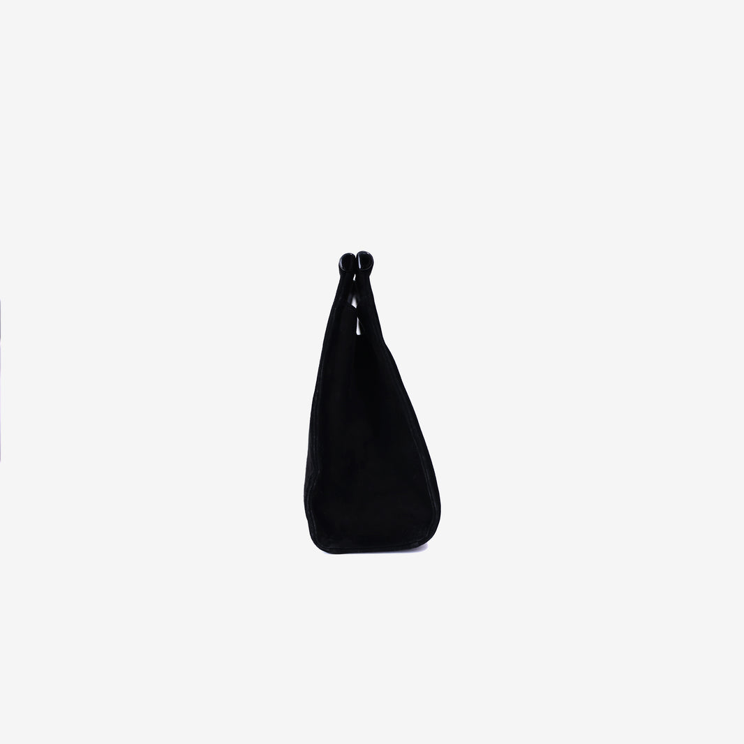 Chanel Vintage Structured Mini Handle Bag in Black Suede Leather side view