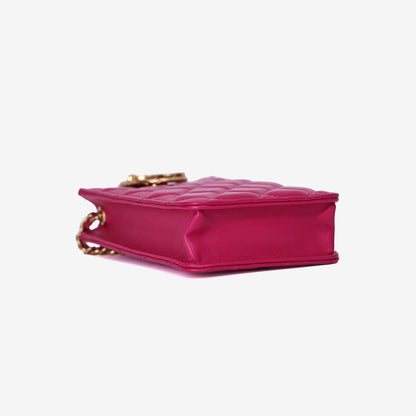Chanel Matelassé Phone Holder Chain Bag in Pink Lambskin with Gold Hardware