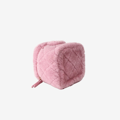 Chanel Mini Coco Handle Shearling Flap Bag in Pink with Gold Hardware