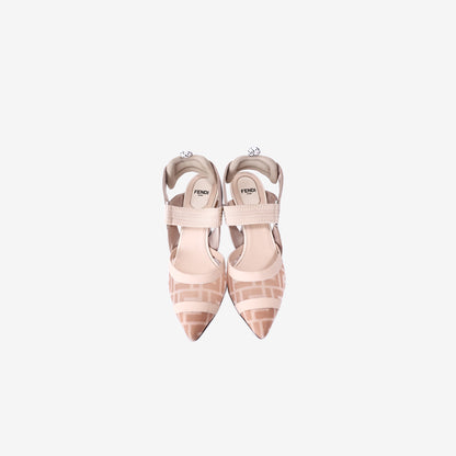 Fendi Colibrì Slingback Pumps in Nude & Pink FF-Motif Mesh (Size 38.5)