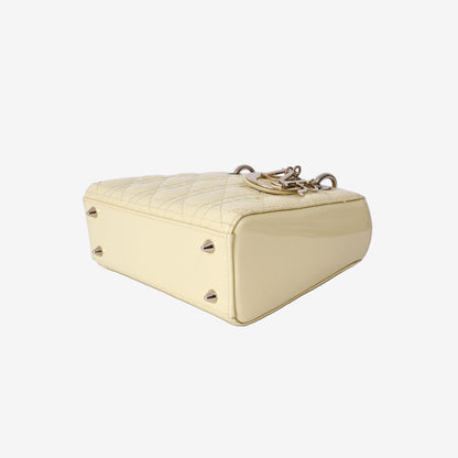 Dior Small Lady Dior Bag in Yellow Patent Leather with Gold Hardware