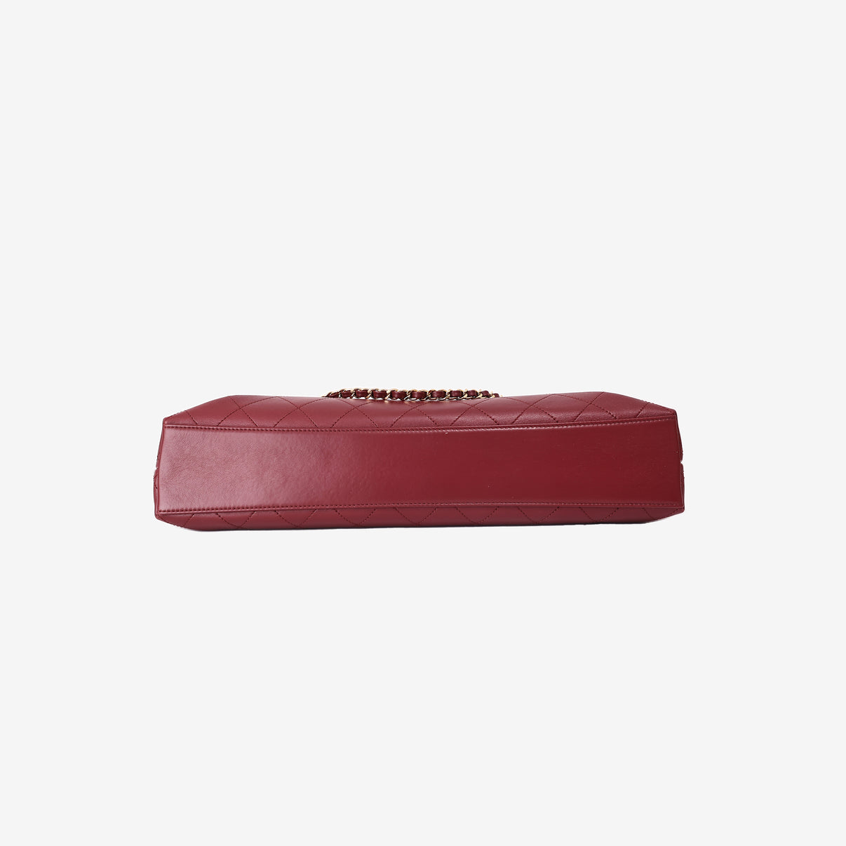 Chanel Large Shopping Bag in Burgundy Lambskin Leather with Gold Hardware (SS26) bottom view