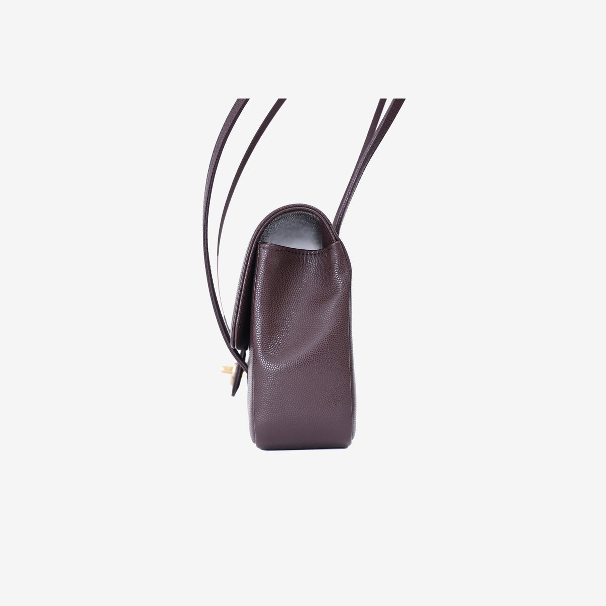 Chanel 26P Preppy Flap Small Bag in Brown Calfskin Leather with Gold Hardware side view