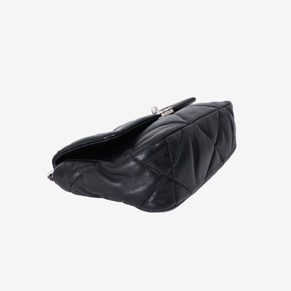 Chanel 19 Bag in Black Lambskin Leather with Silver Hardware