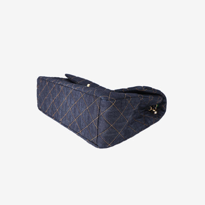 Chanel 26P Maxi Classic Flap Bag in Dark Blue Denim with Aged Gold Hardware (Contact to Enquire)