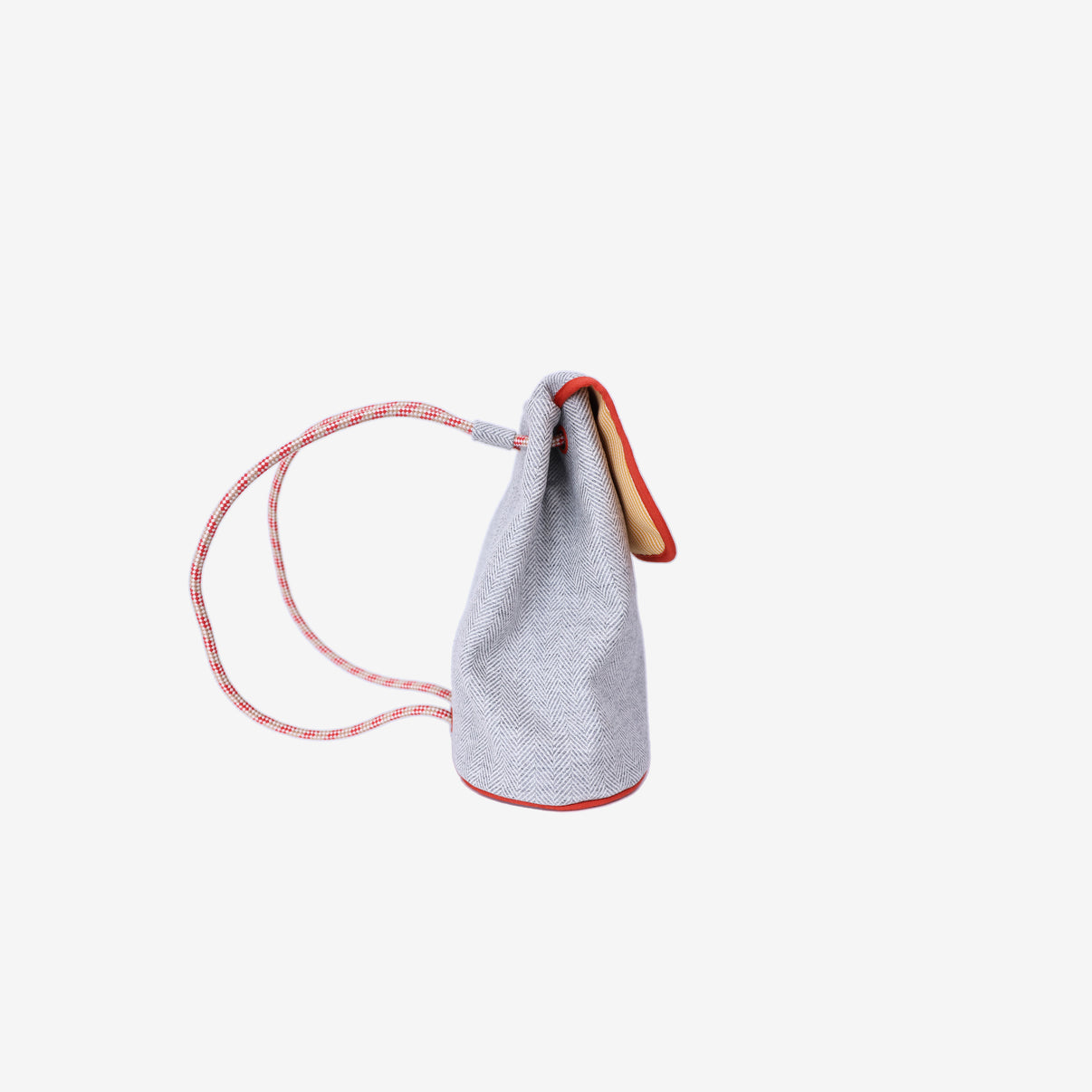 Hermès Animaux Blocks Backpack in Granit Herringbone Wool Canvas side view