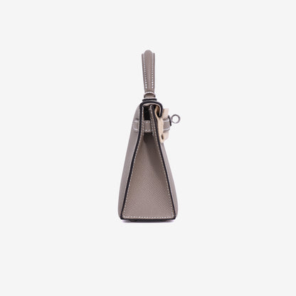 Hermès Mini Kelly 20 in Gris Foncé Epsom Leather with Palladium Hardware side view