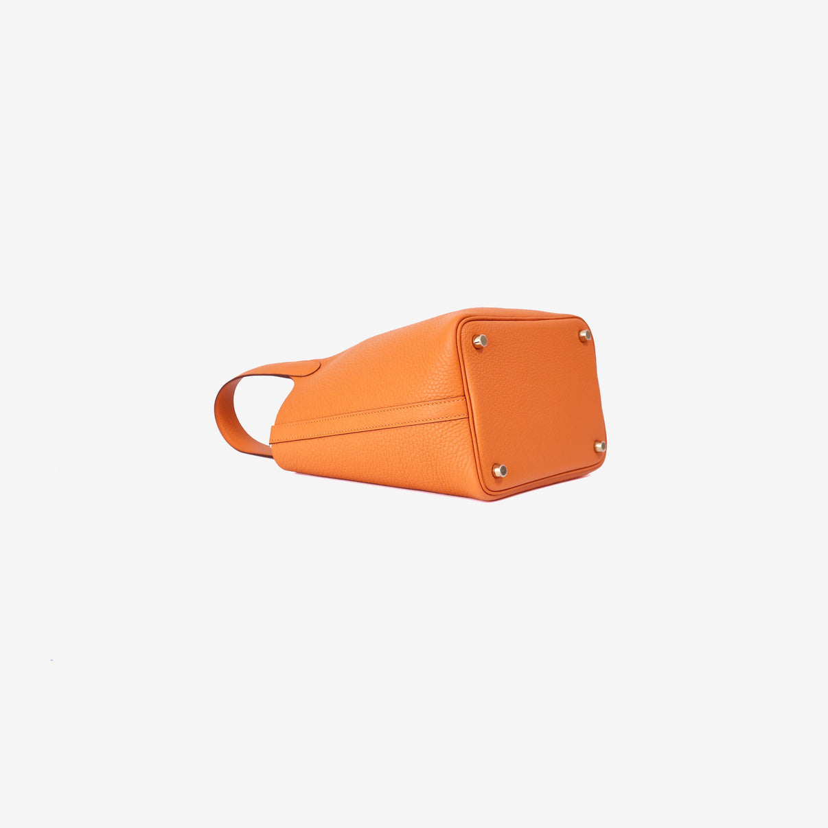 Hermès Picotin 18 Orange Clemence Leather with Gold Hardware bottom side view