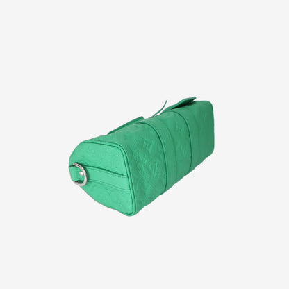 Louis Vuitton Keepall Bandoulière 25 Bag in Green Monogram Taurillon Leather with Silver Hardware