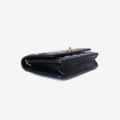 Chanel Wallet on Chain in Black Lambskin Leather with Gold Hardware bottom side view