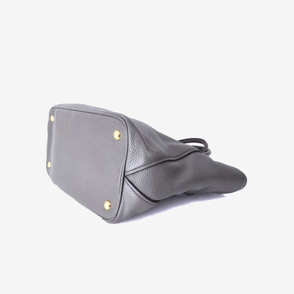 Prada Vitello Daino Leather Top Handle Tote Bag in Grafite Calfskin Leather with Shoulder Strap