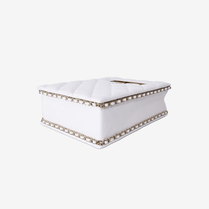 Chanel Evening Box Bag in White Caviar Leather with Gold Hardware
