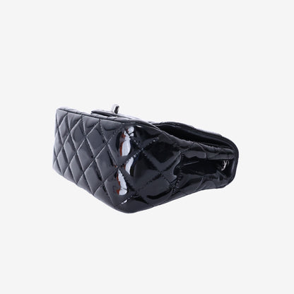 Chanel Mini Classic Flap Bag in Black Patent Leather with Silver Hardware