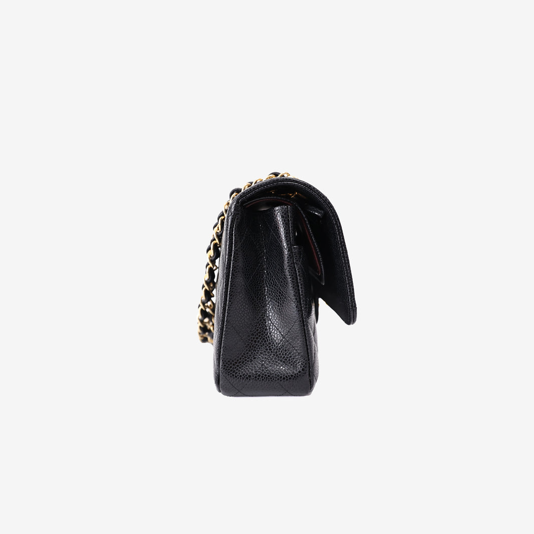 Chanel Classic Double Flap Medium in Black Caviar Leather with Gold Hardware