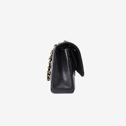 Chanel Classic Double Flap Medium in Black Caviar Leather with Gold Hardware