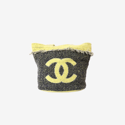 Chanel Coco Beach Terry Cloth Tote Bag and Towel Set in Yellow and Dark Grey