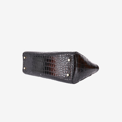 Chanel 26S Crocodile-Embossed Shopping Tote in Black Calfskin with Gold Hardware (Contact to Enquire)