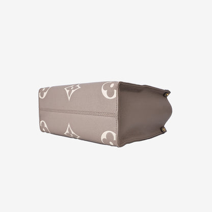 Louis Vuitton OnTheGo PM Tote Bag in Tourterelle/Crème Monogram Empreinte Leather with Gold Hardware