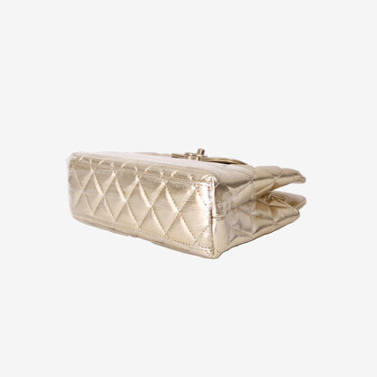 Chanel Kelly Nano Bag in Metallic Gold Lambskin with Gold Hardware
