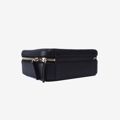 Chanel Filigree Mini Vanity Case in Noir Calfskin Leather with Gold Hardware bottom side view