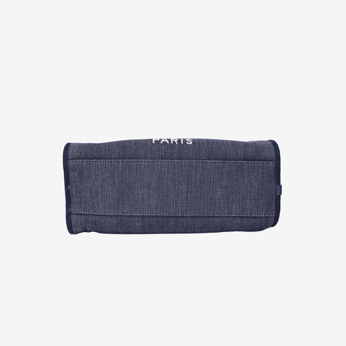 Chanel Large Bowling Bag in Blue Denim & Calfskin Leather with Silver Hardware bottom view