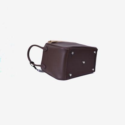 Hermès Lindy 26 in Moka Evercolor Leather with Palladium Hardware bottom side view