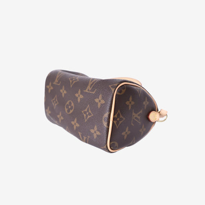 Louis Vuitton Nano Speedy in Brown Monogram Coated Canvas/Cowhide Leather with Gold Hardware
