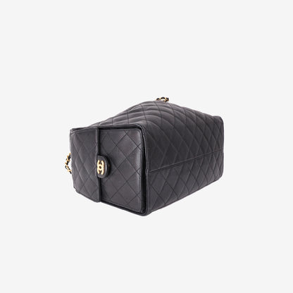 Chanel 25 Medium Hobo Bag in Black Caviar Leather with Gold Hardware