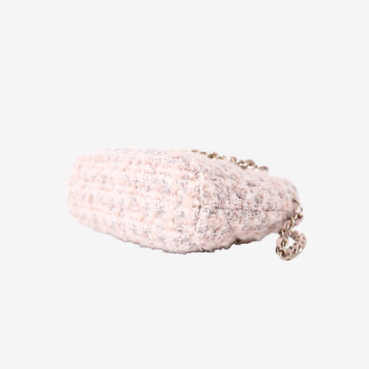 Chanel Fantasy Tweed Coco Clutch with Chain in Light Pink Tweed with Gold Hardware