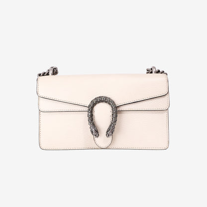 Gucci Dionysus Small Shoulder Bag in White Calfskin Leather with Silver Hardware